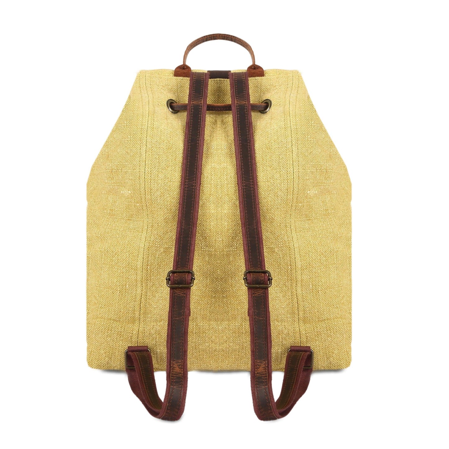 Jute & Premium Buffalo Leather Backpack back