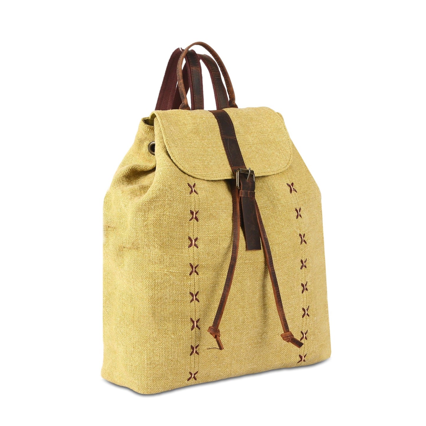 Jute & Premium Buffalo Leather Backpack top handle