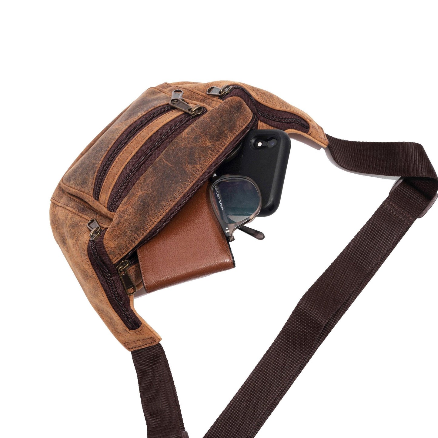 Leather Fanny Pack Waist Multifunction Hip Bum Bag large inside - Buy the Bag and More