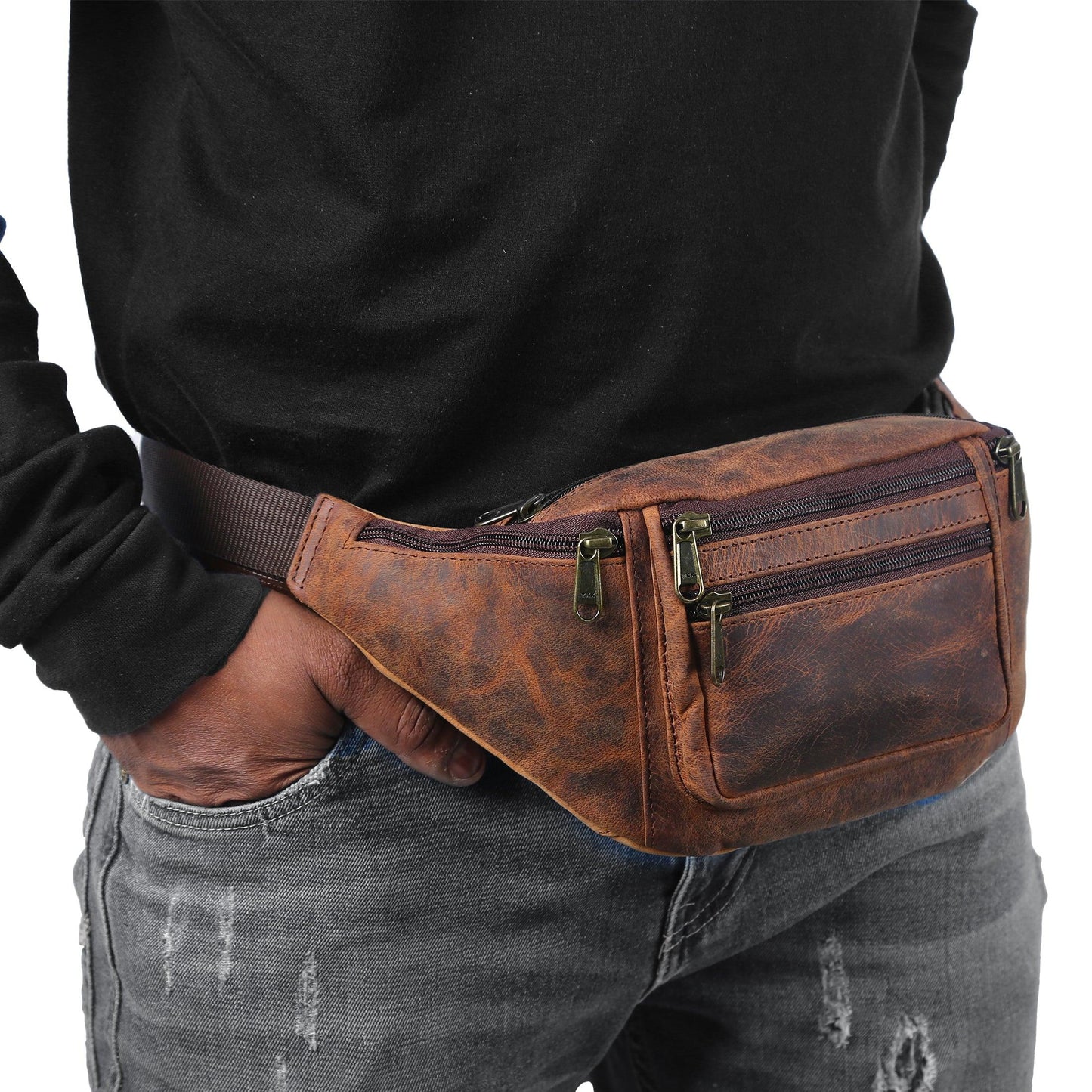 Leather Fanny Pack Waist Multifunction Hip Bum Bag comfort fit - Buy the Bag and More