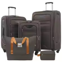 Soft side 4-piece Luggage Set Brown