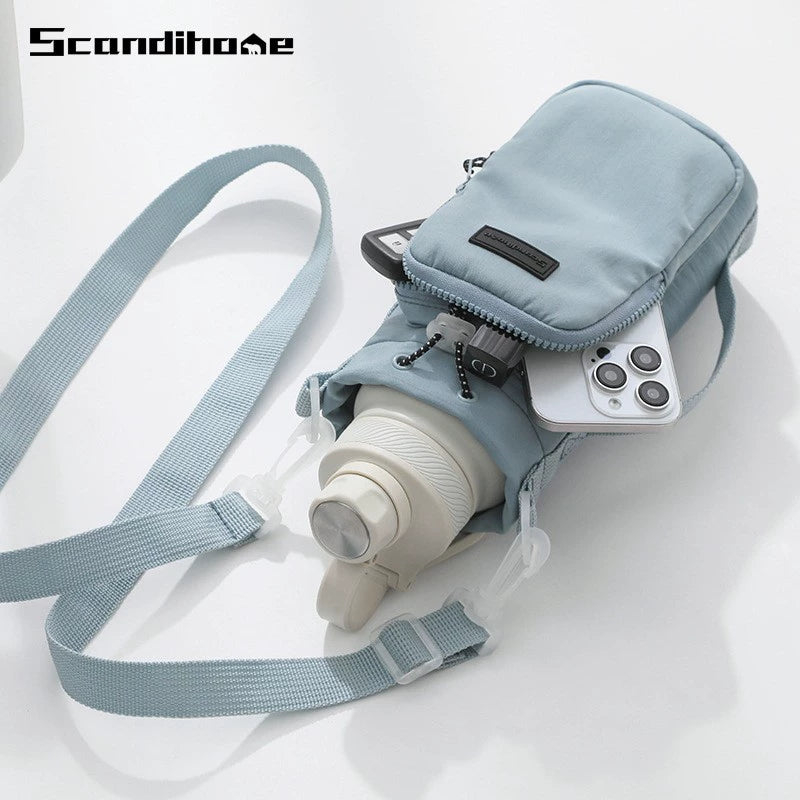 Ultimate Versatile Bottle Bag with Utility Pouch zipper Blue