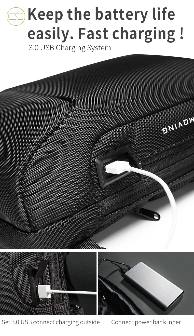 Waterproof Shoulder Sling Bag usb charging port