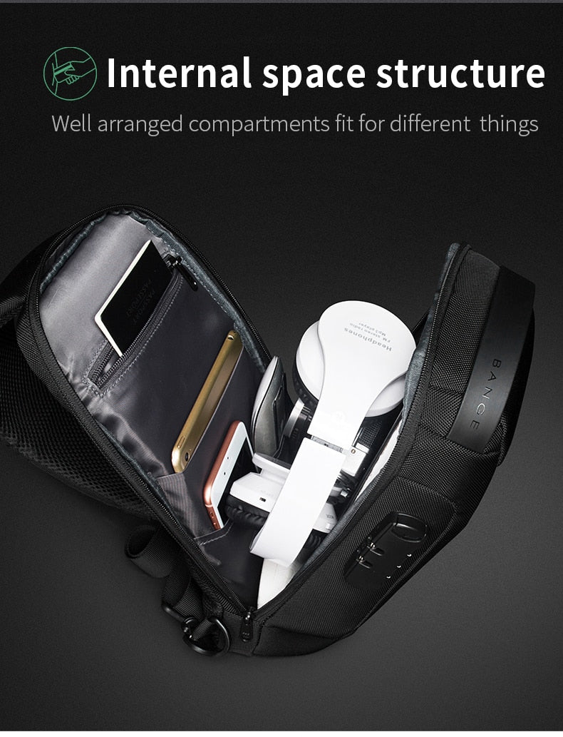 Waterproof Shoulder Sling Bag Campartments