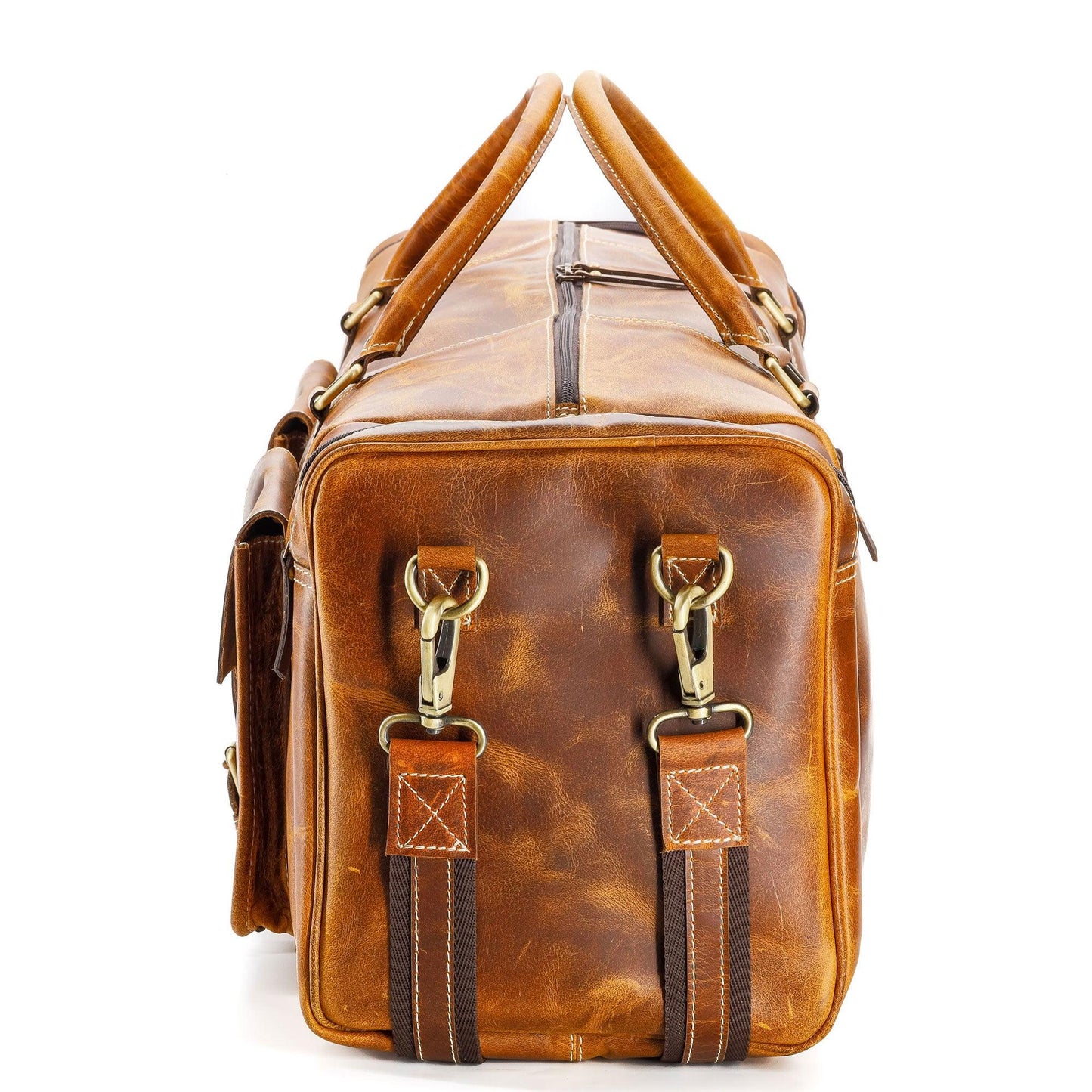 28-Inch Leather Duffel Bag – Distressed Tan Travel, Sports & Overnight Gym Bag