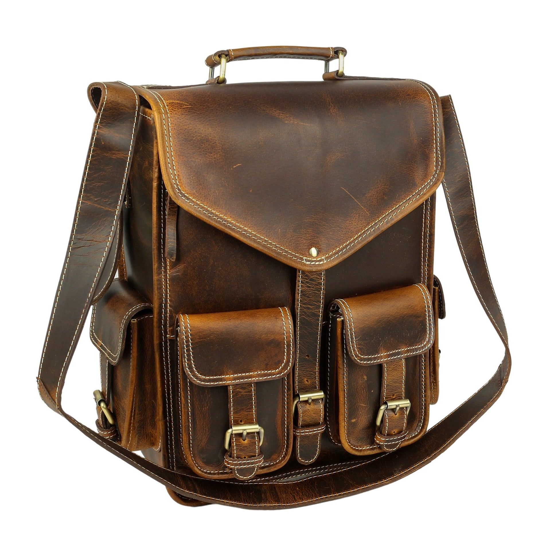 Leather Backpack Rucksack Travel Laptop Camping School College Bag for Men Women - Buy the Bag and More