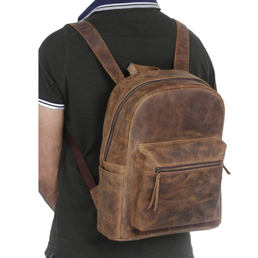 15-Inch Genuine Leather Backpack – Versatile Rucksack & Laptop Bag for Women and Men, Ideal for Travel, School, College, Hiking, and Camping - Buy the Bag and More