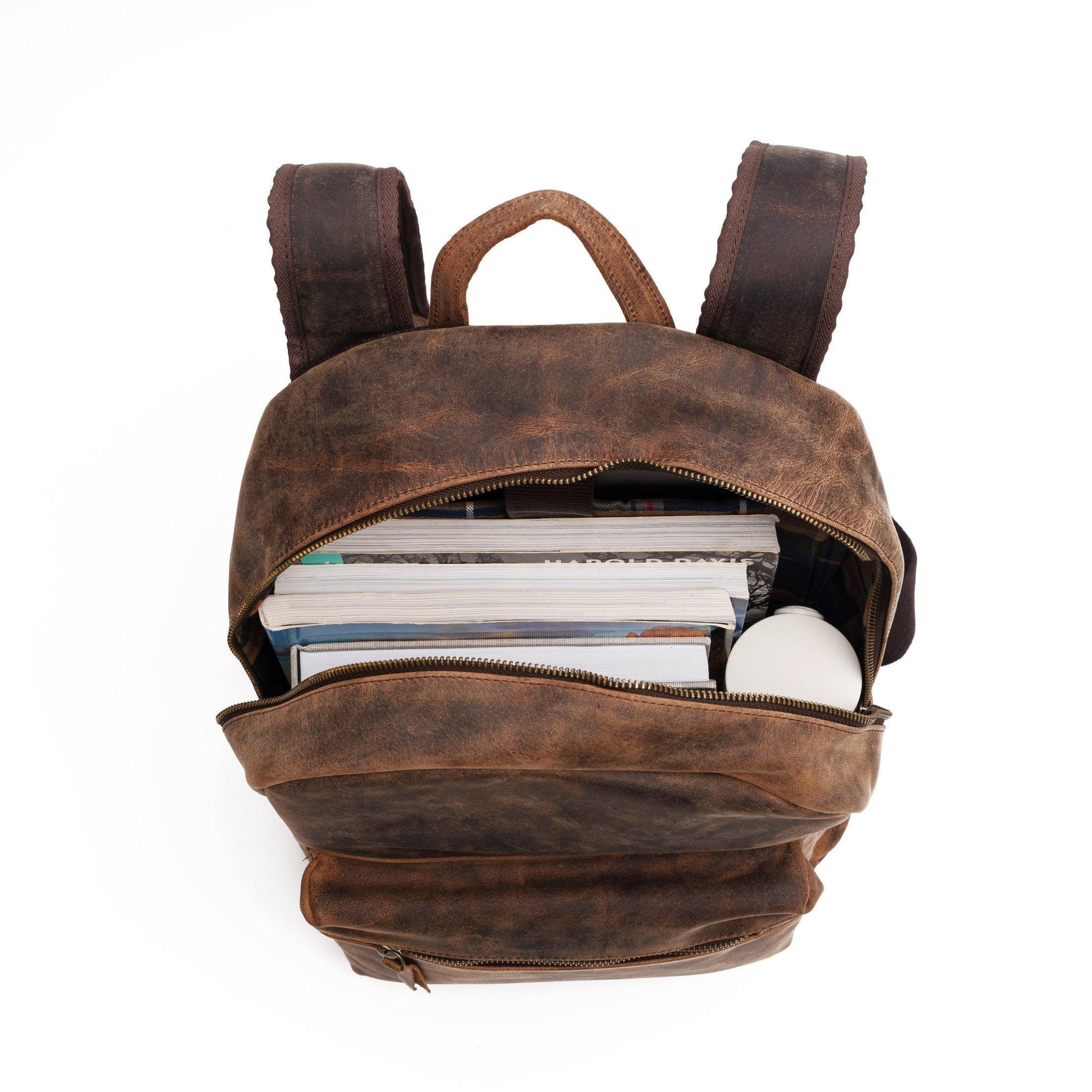 15-Inch Genuine Leather Backpack – Versatile Rucksack & Laptop Bag for Women and Men, Ideal for Travel, School, College, Hiking, and Camping - Buy the Bag and More