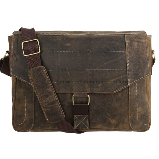 15-Inch Distressed Tan Leather Briefcase – Laptop Messenger Bag for Men & Women, Perfect Office, School, and College Satchel - Buy the Bag and More