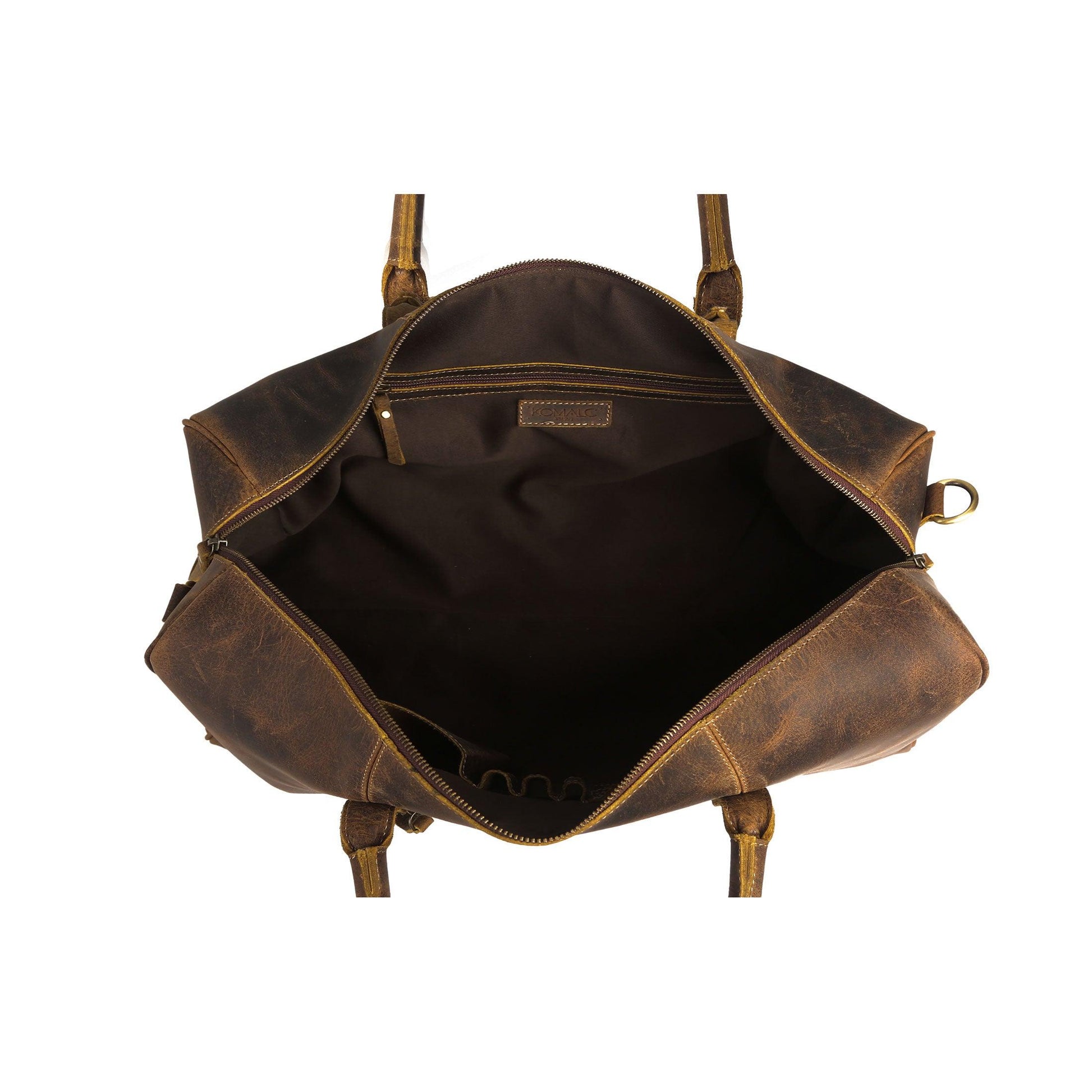 Spacious vintage leather duffel bag for men and women