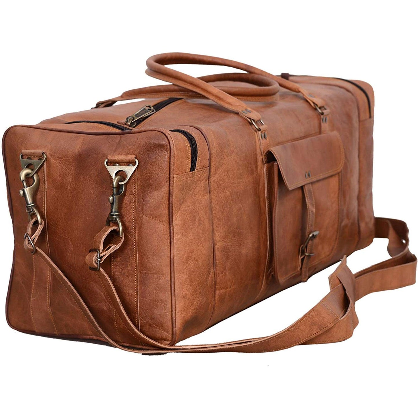 Leather Duffel Bag Large Travel Bag Gym Sports Overnight Weekender Bag