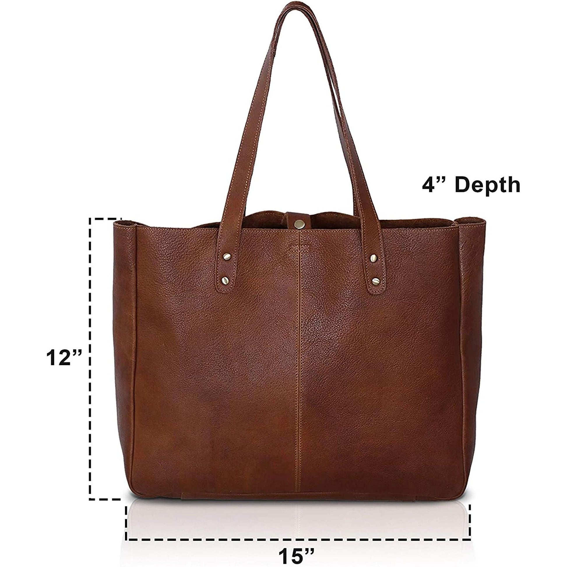 15-inch Leather Shoulder Bag Tote - Buy the Bag and More