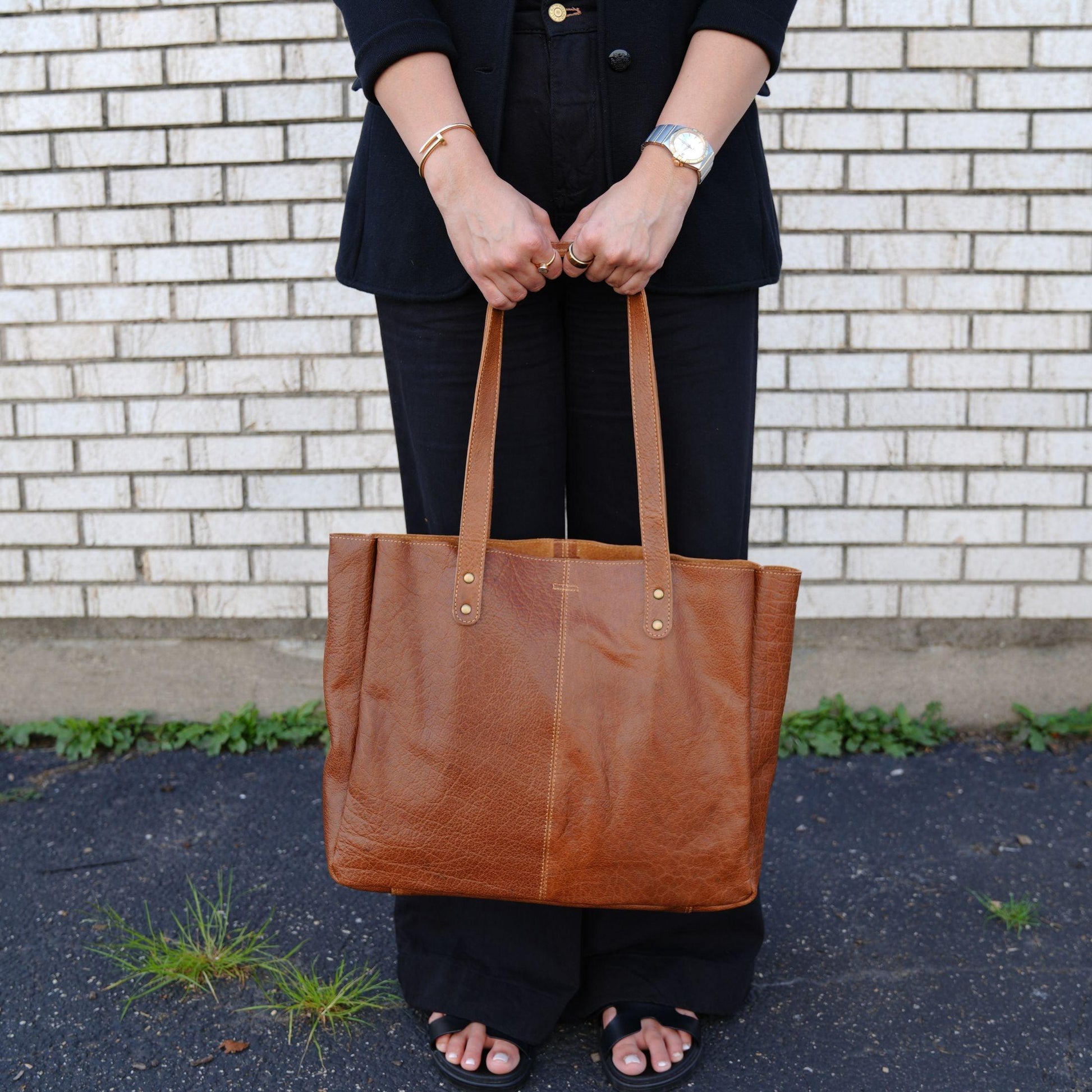 15-inch Leather Shoulder Bag Tote - Buy the Bag and More