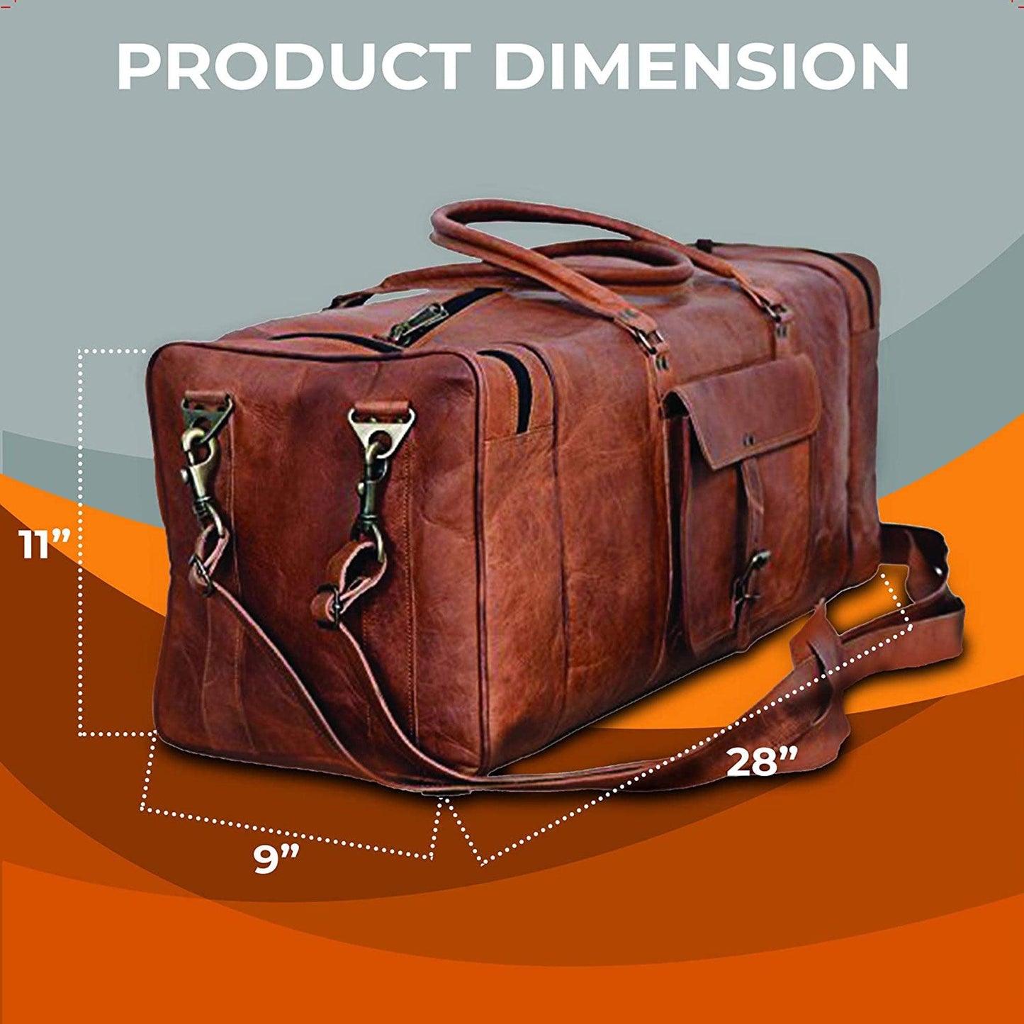 Leather Duffel Bag Large Travel Bag Gym Sports Overnight Weekender Bag