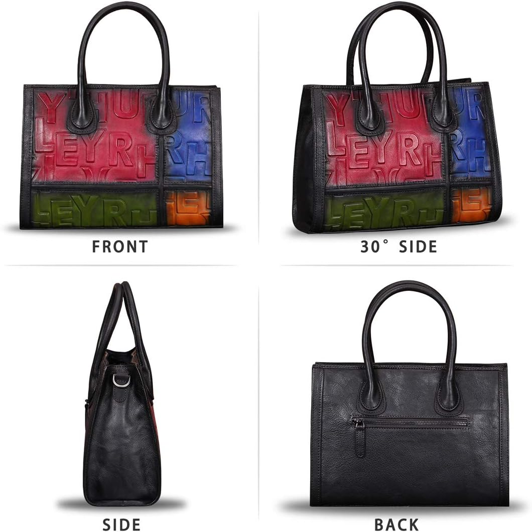 3D Letter Embossed Leather Tote Bag 360 view