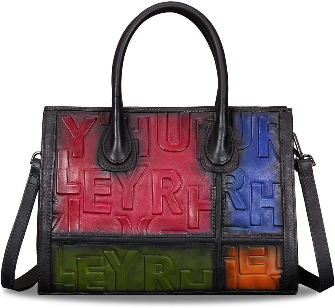 3D Letter Embossed Leather Tote Bag handbag purse