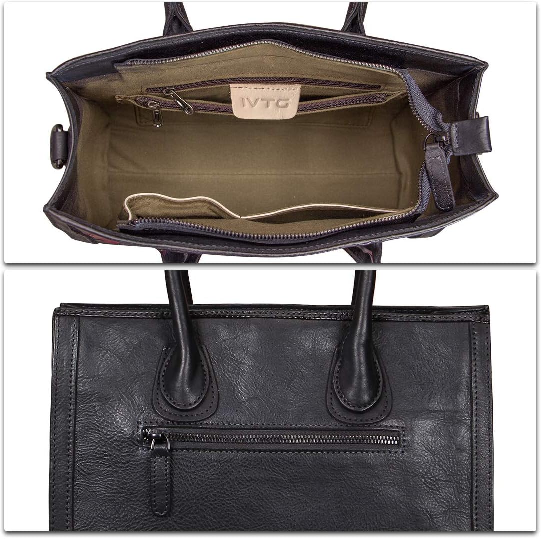 3D Letter Embossed Leather Tote Bag large inside