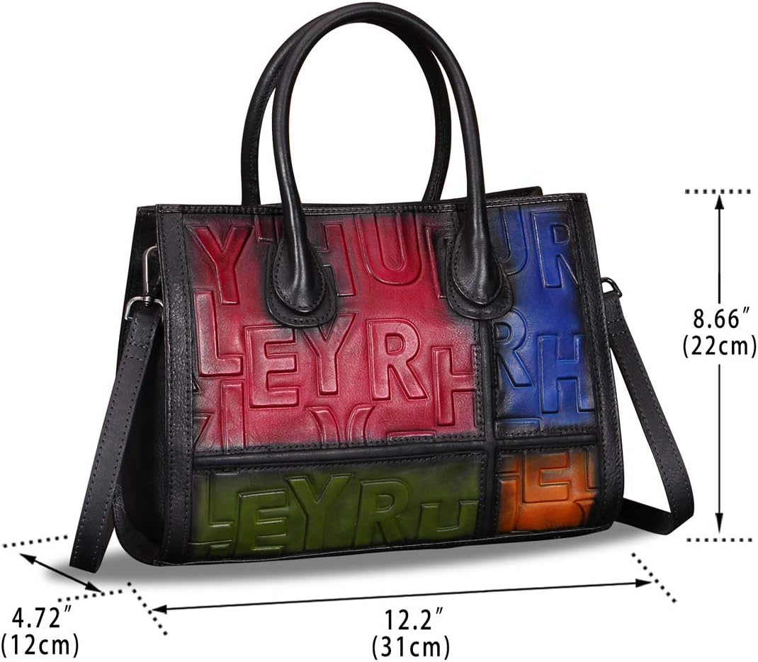 3D Letter Embossed Leather Tote Bag size
