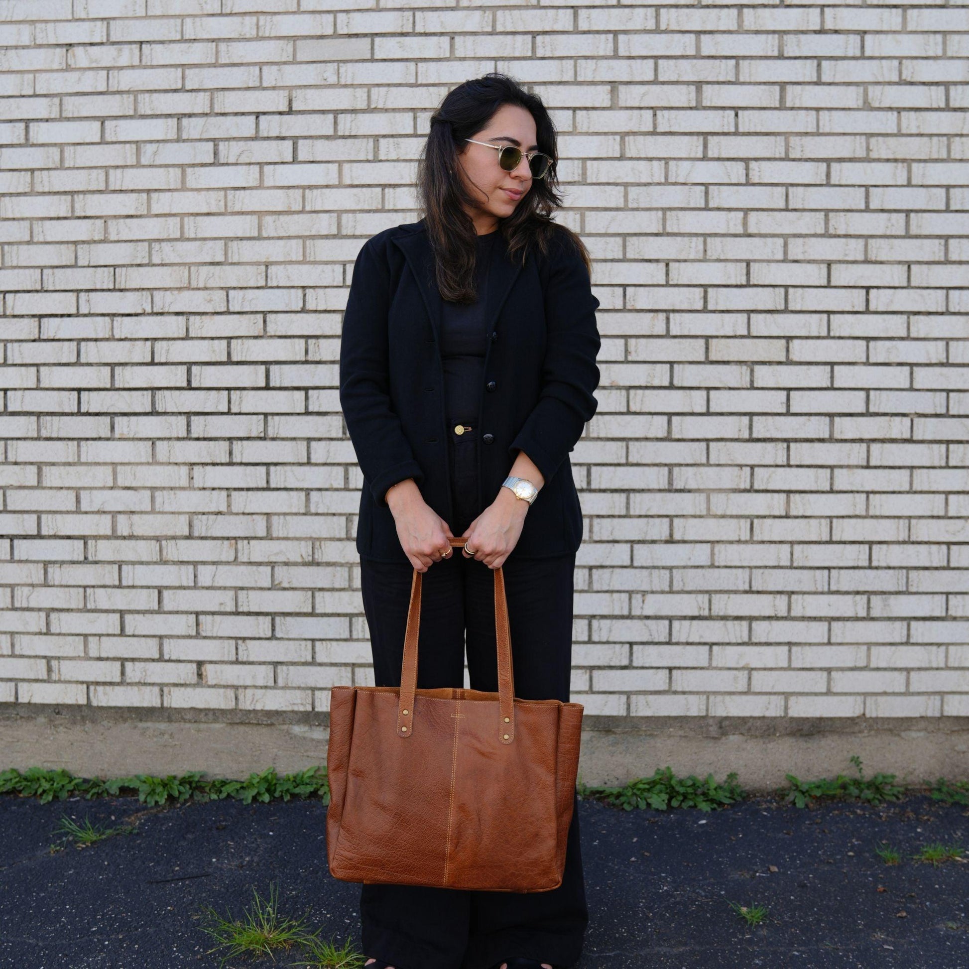15-inch Leather Shoulder Bag Tote - Buy the Bag and More