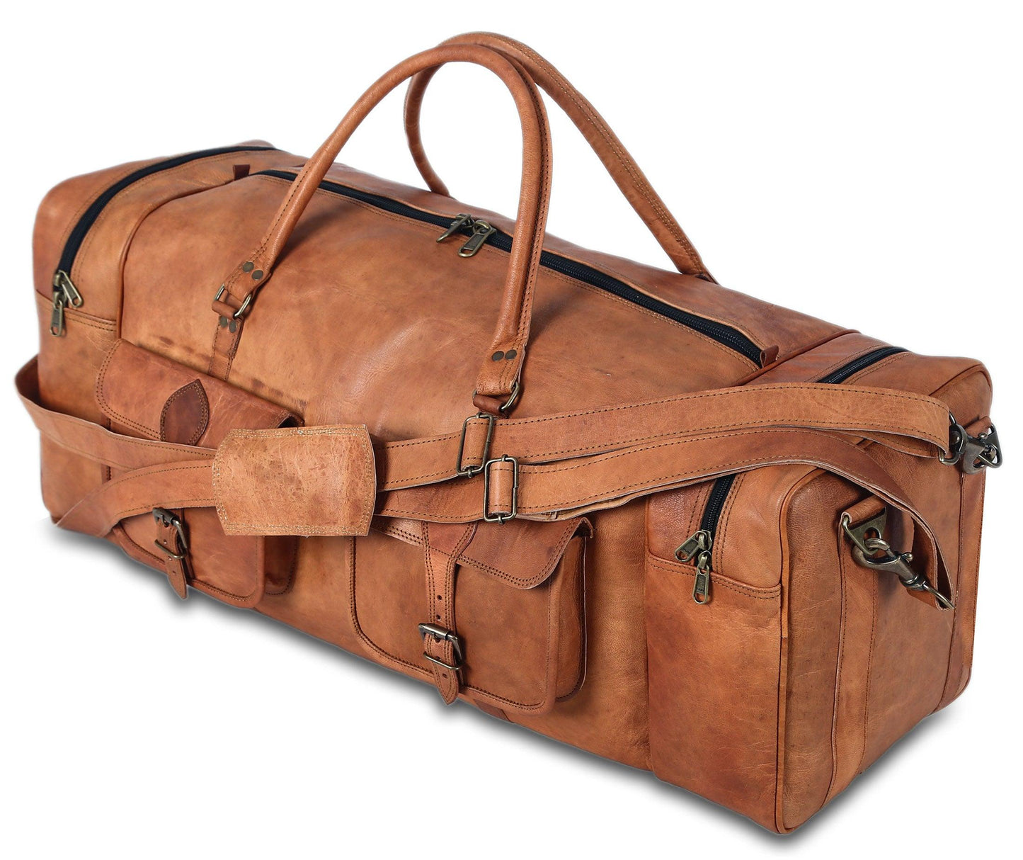 Leather Duffel Bag Large Travel Bag Gym Sports Overnight Weekender Bag