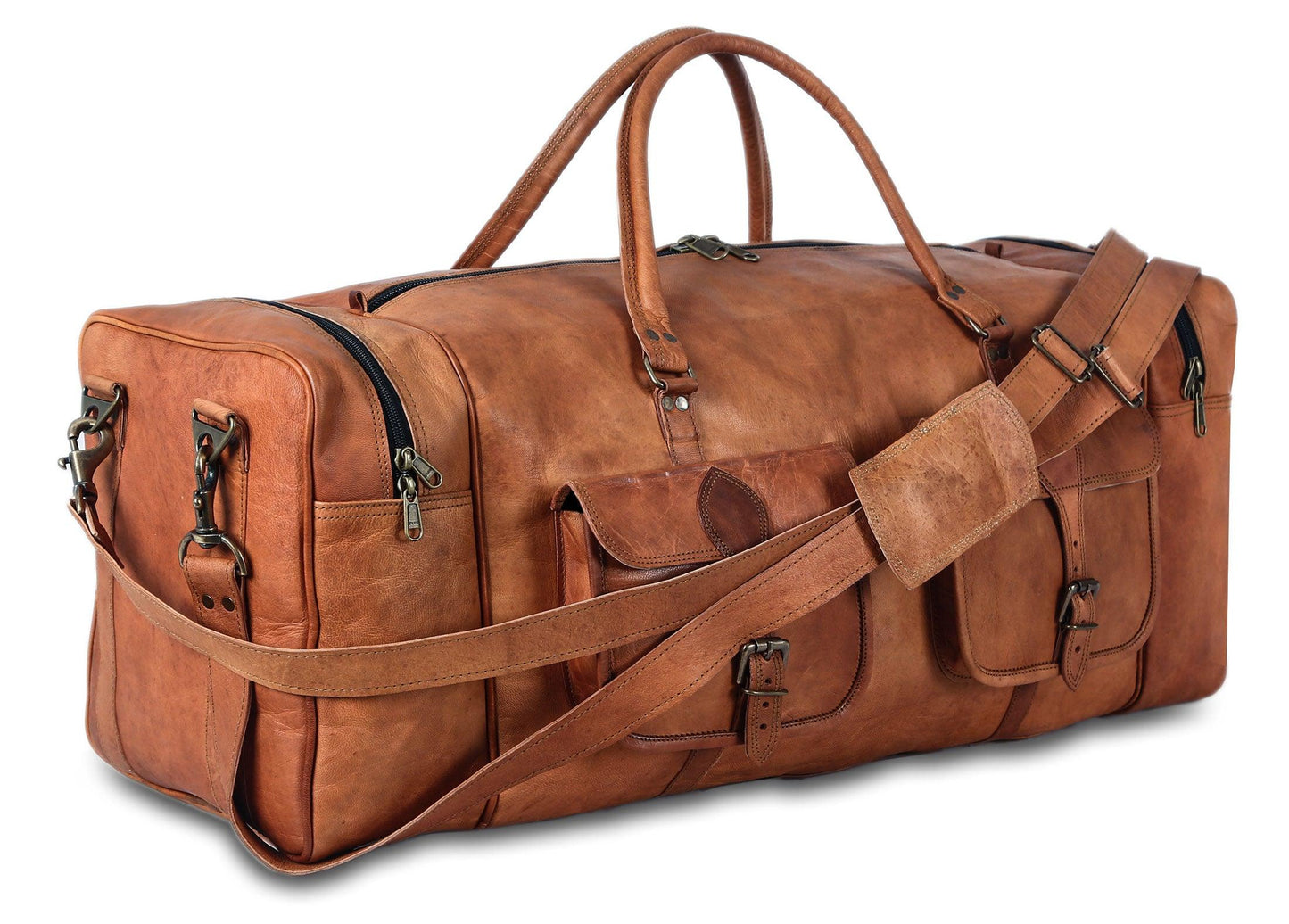 Leather Duffel Bag Large Travel Bag Gym Sports Overnight Weekender Bag