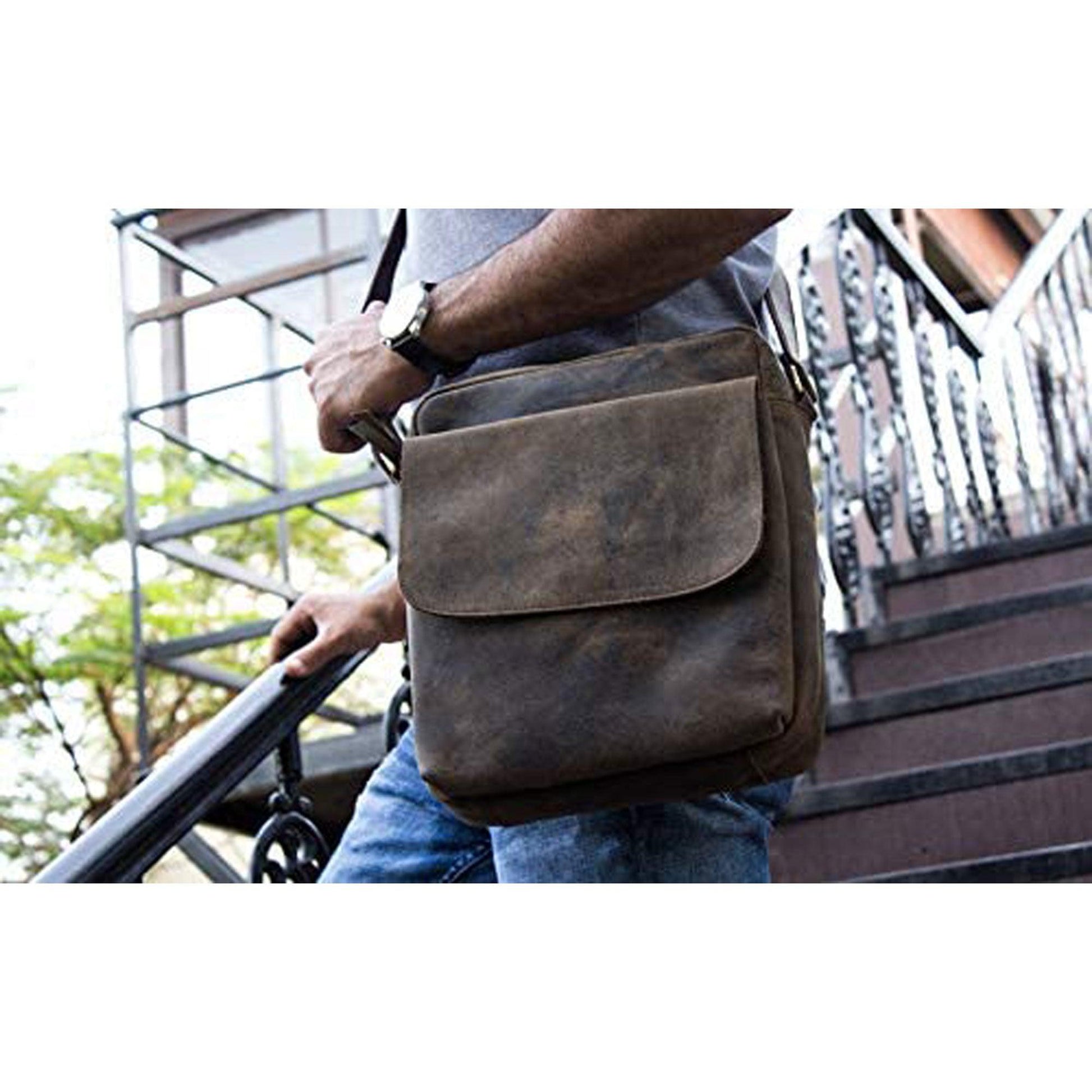 Leather 11 Inch Sturdy Leather iPad Messenger Satchel Bag - Buy the Bag and More