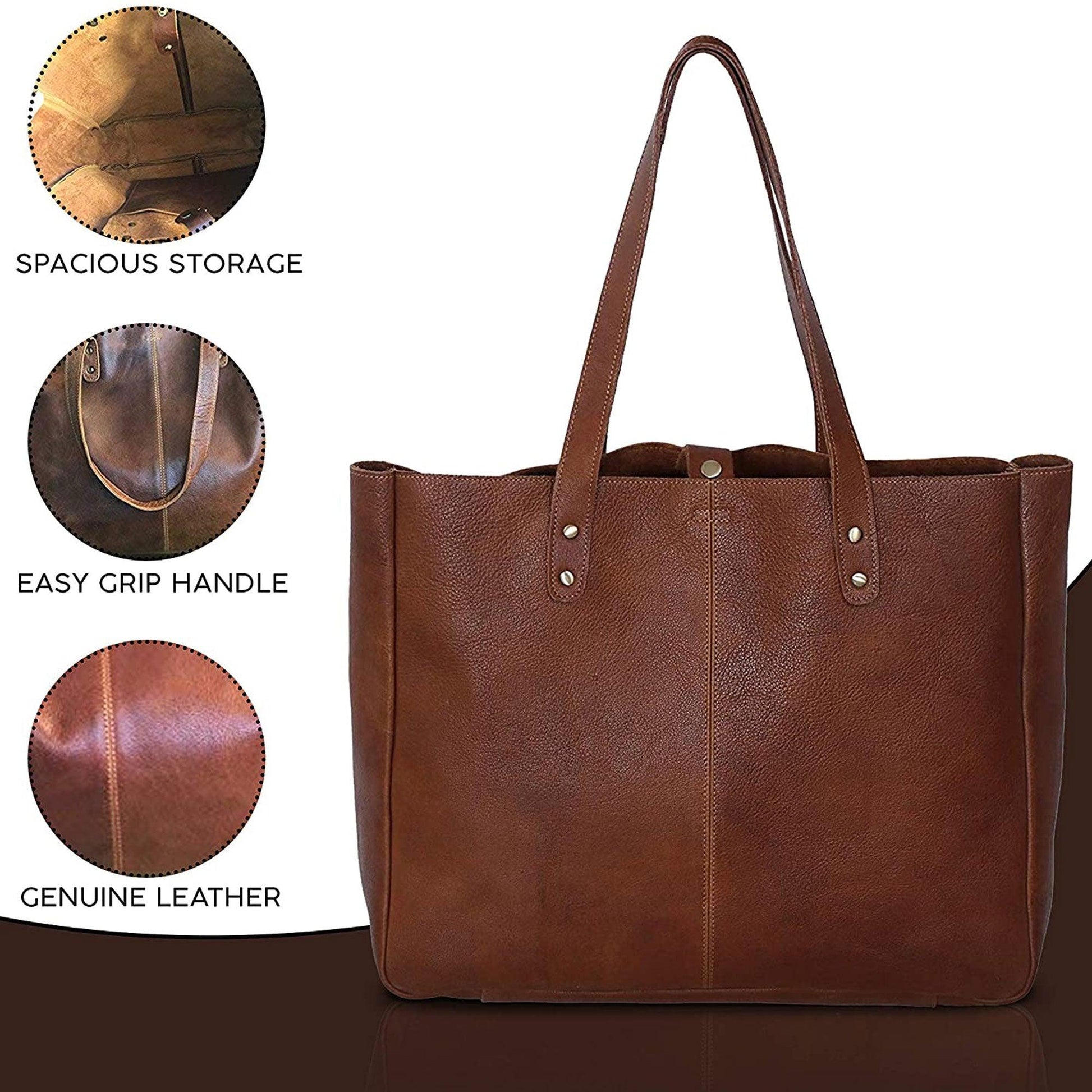 15-inch Leather Shoulder Bag Tote - Buy the Bag and More