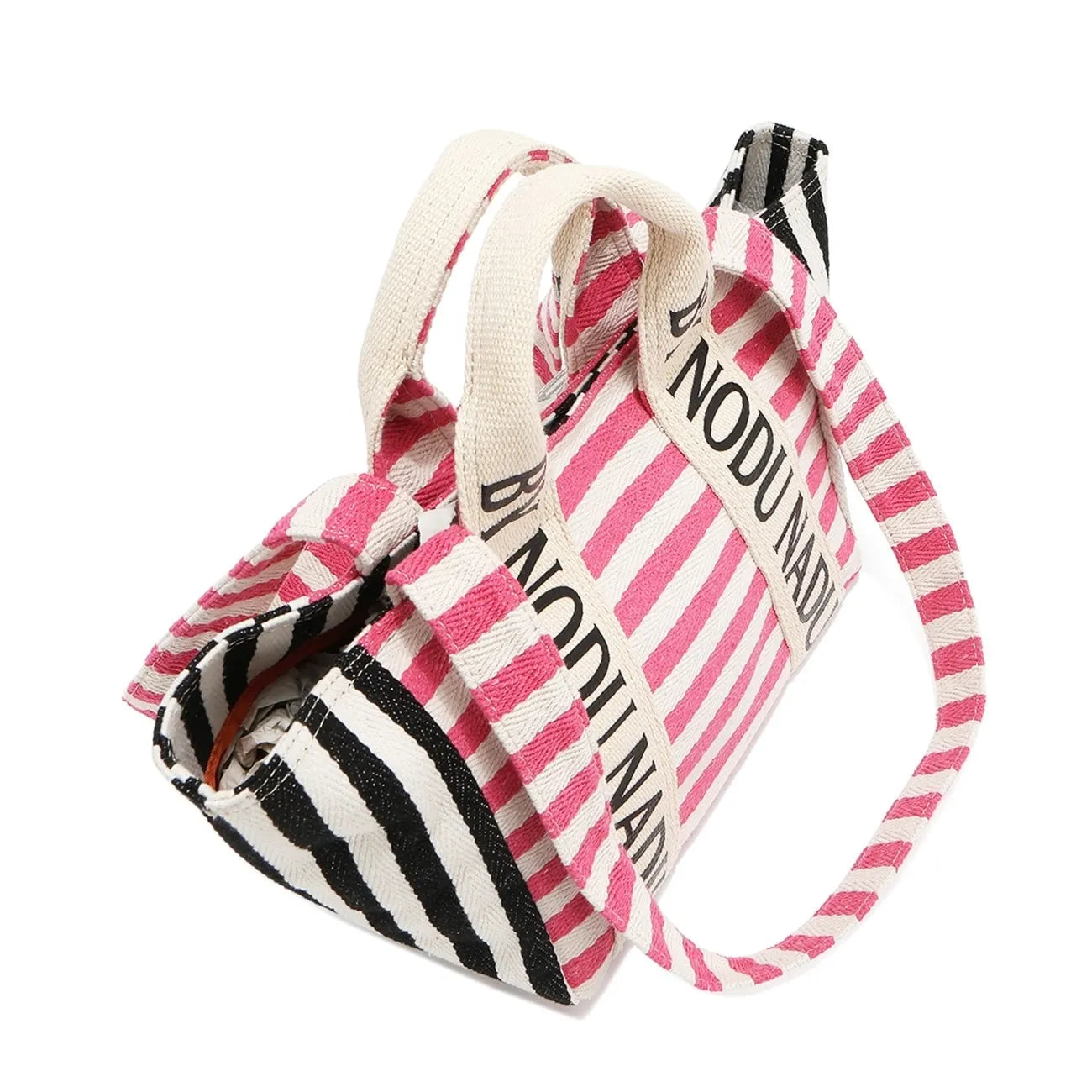 Nicole Lee USA Letter Striped Tote Bag-Side
