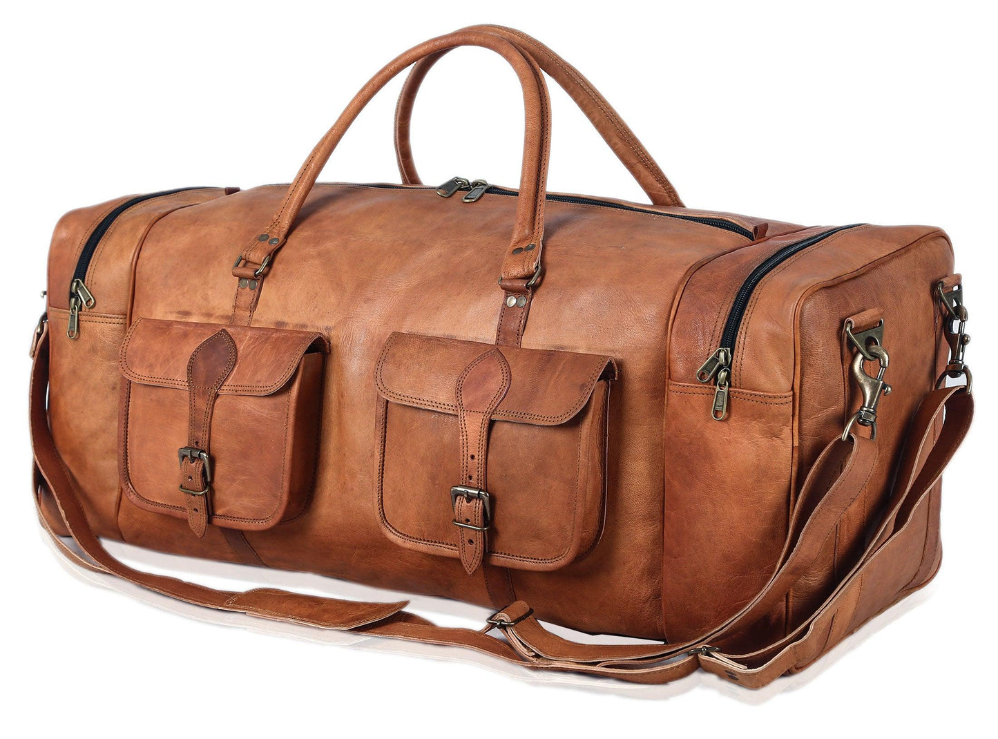 Leather Duffel Bag Large Travel Bag Gym Sports Overnight Weekender Bag