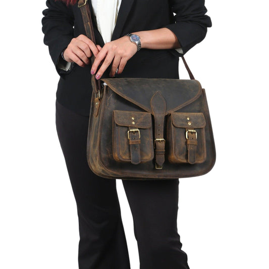 14-Inch Genuine Leather Purse – Women’s Crossbody Satchel, Shoulder Bag, Tote, and Travel Handbag - Buy the Bag and More