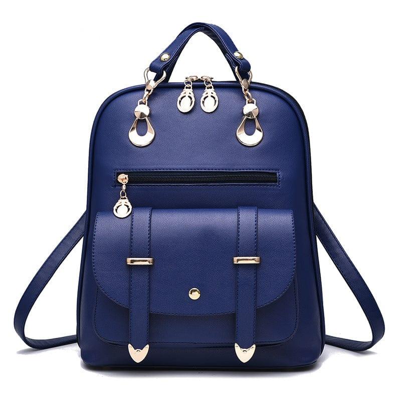 PU leather backpack - Buy the Bag and More- Navy