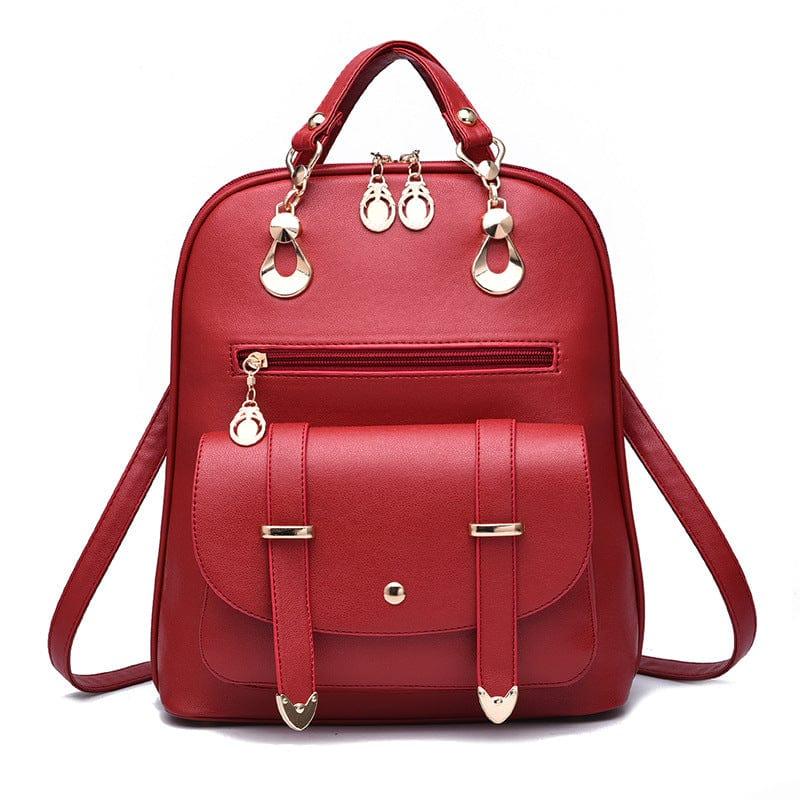 PU leather backpack - Buy the Bag and More- Red