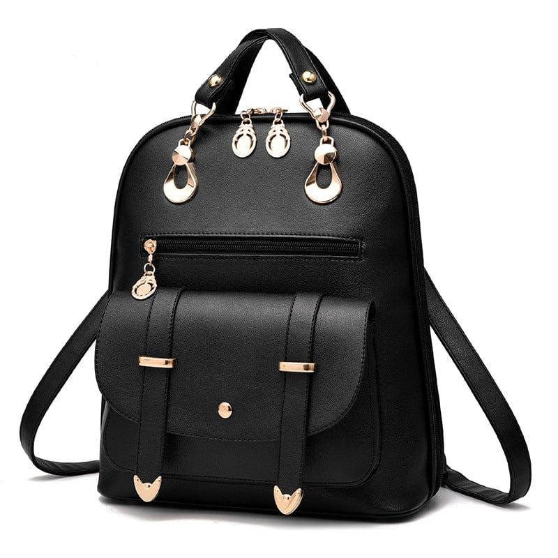 PU leather backpack - Buy the Bag and More- Black