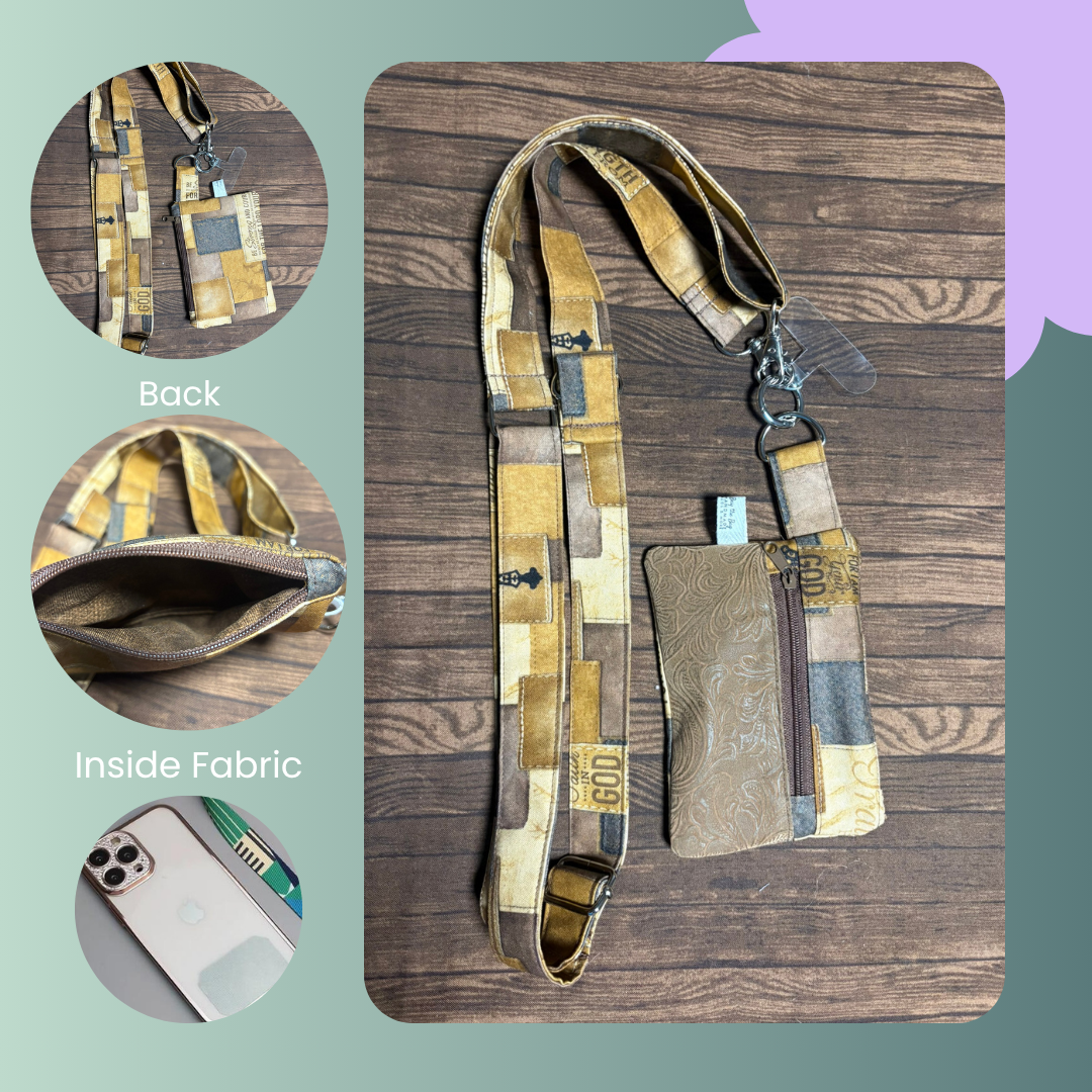 Mosaic Faith Pattern Phone lanyard with attached zipper Wallet-Buy the Bag and More