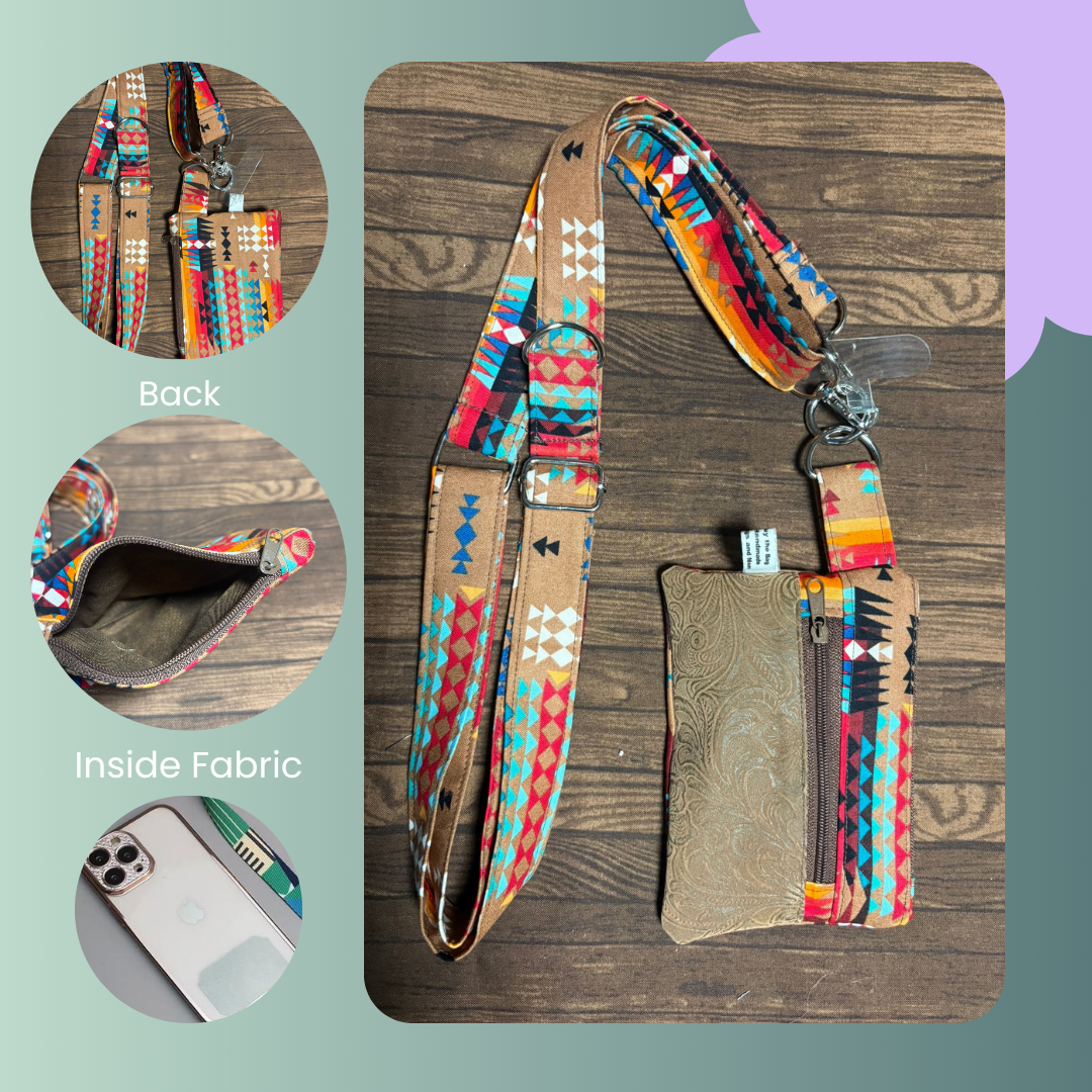 Southwestern Pattern Phone lanyard with attached zipper Wallet-Buy the Bag and More