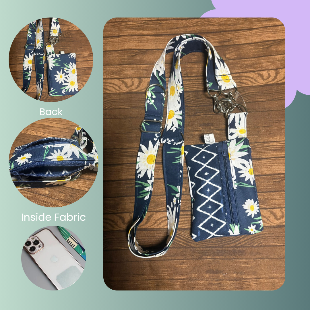 Daisy Pattern Phone lanyard with attached zipper Wallet-Buy the Bag and More