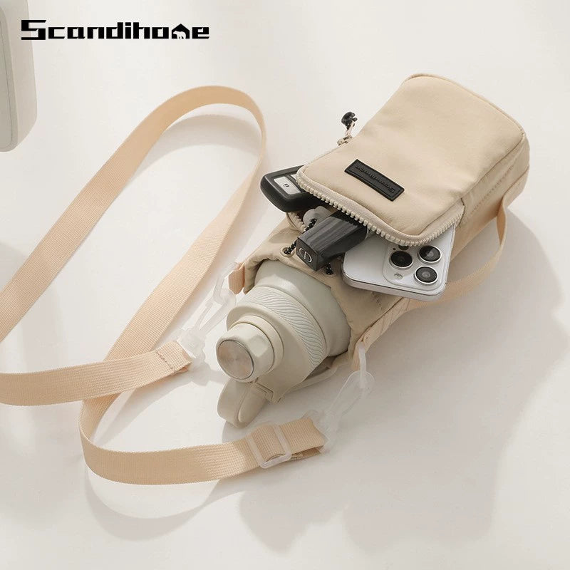 Ultimate Versatile Bottle Bag with Utility Pouch zipper Beige