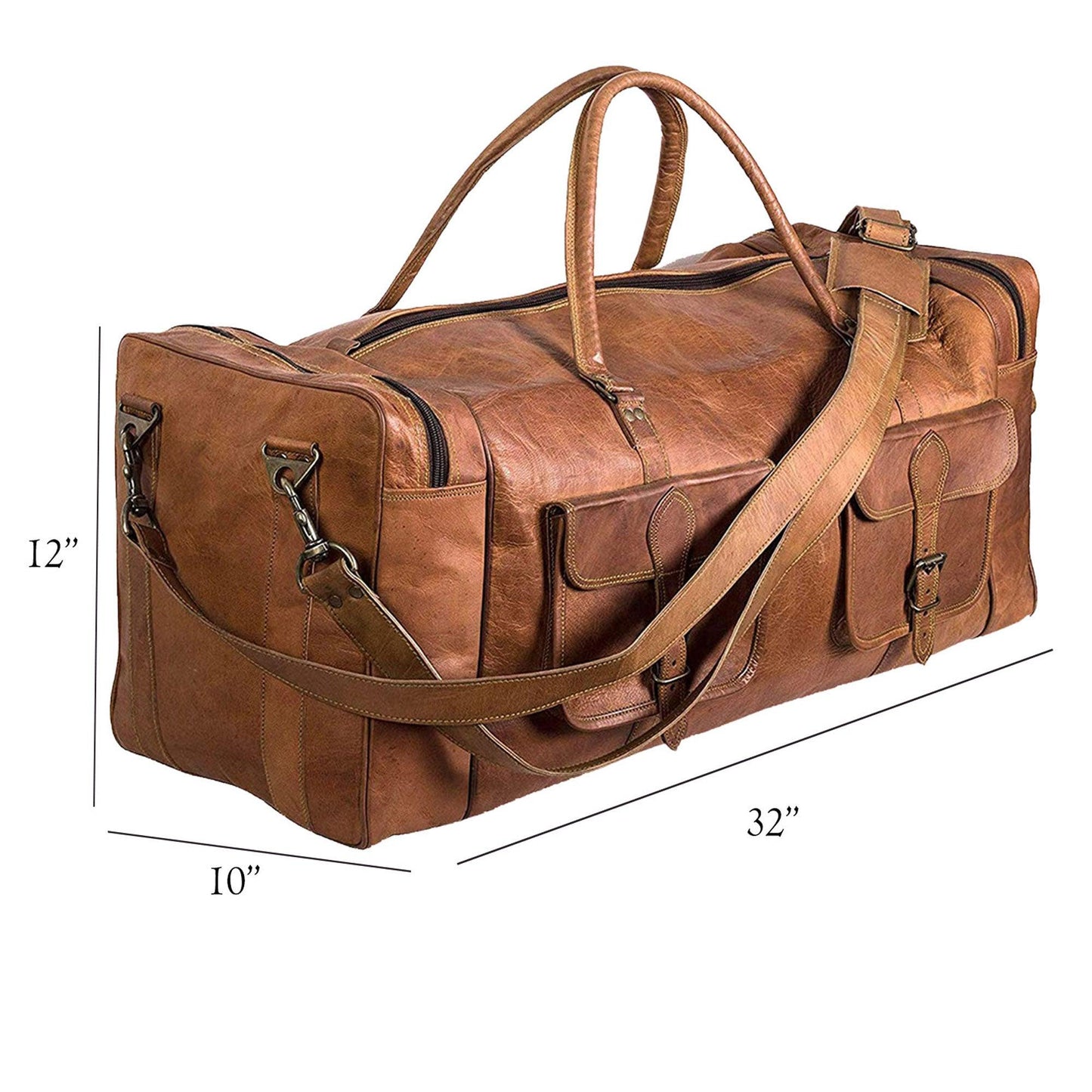 Leather Duffel Bag Large Travel Bag Gym Sports Overnight Weekender Bag