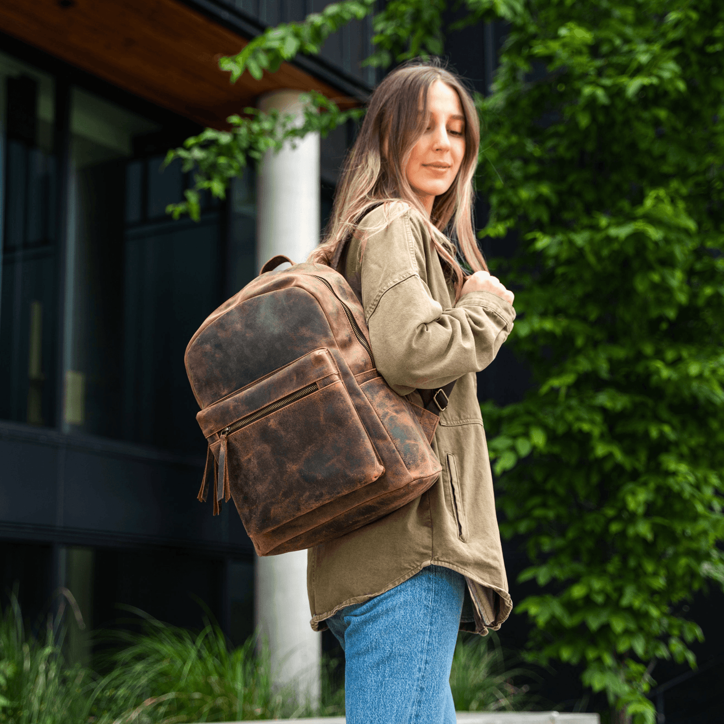 15-Inch Genuine Leather Backpack – Versatile Rucksack & Laptop Bag for Women and Men, Ideal for Travel, School, College, Hiking, and Camping - Buy the Bag and More