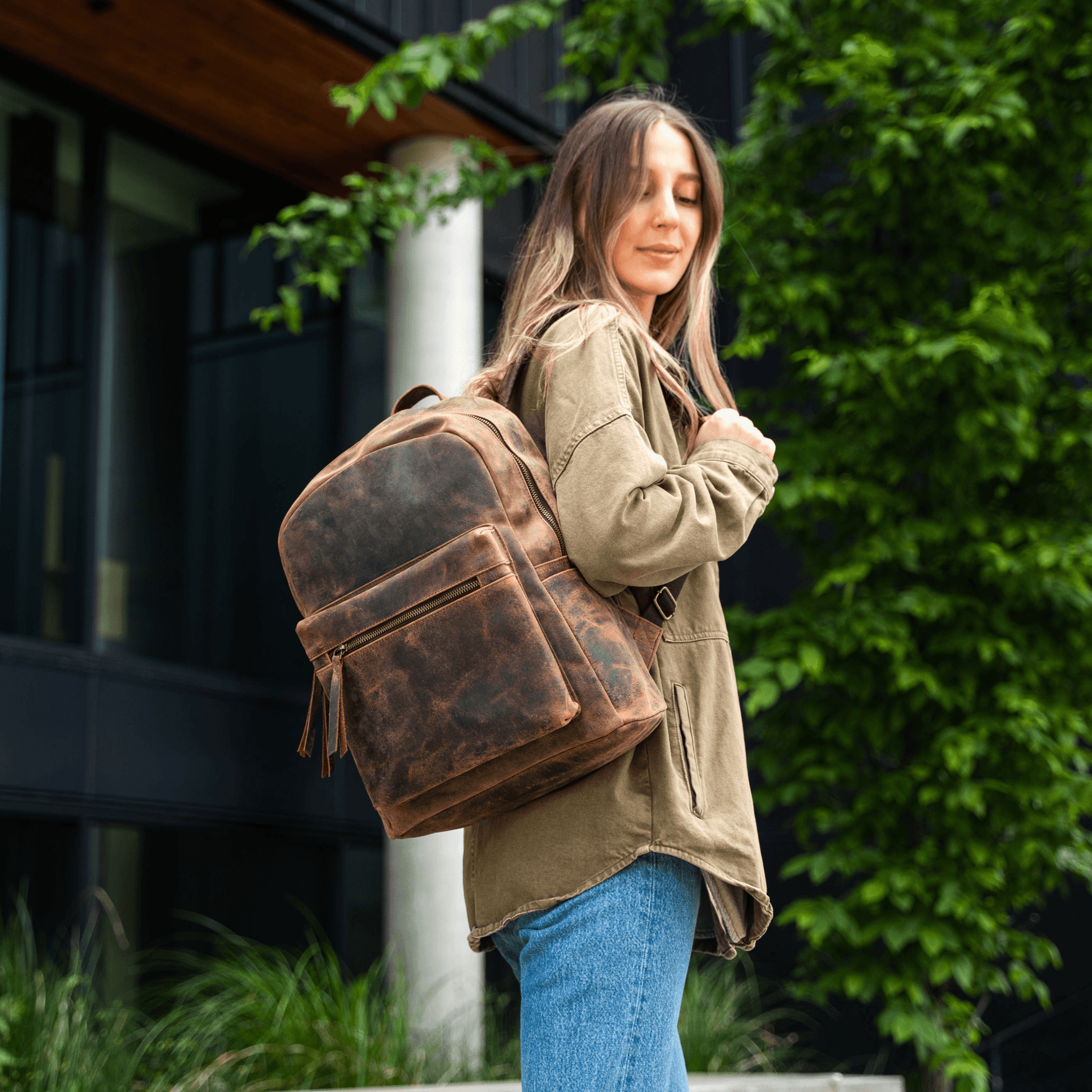 15-Inch Genuine Leather Backpack – Versatile Rucksack & Laptop Bag for Women and Men, Ideal for Travel, School, College, Hiking, and Camping - Buy the Bag and More