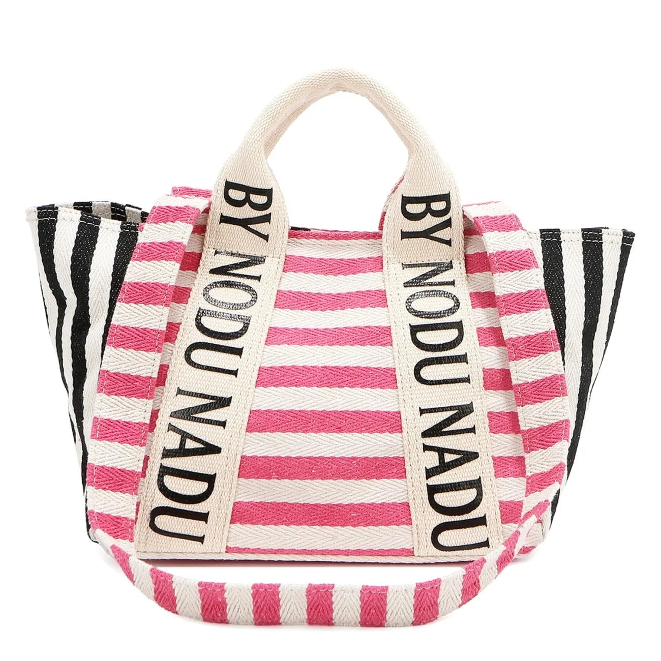 Nicole Lee USA Letter Striped Tote Bag-Hot Pink