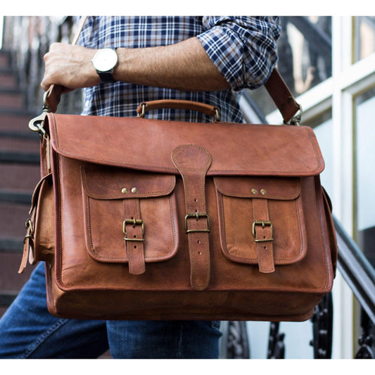 Leather Briefcase Laptop bag 18 inch Handmade Messenger Bags Best Satchel - Buy the Bag and More