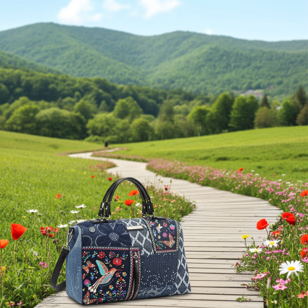 Nicole Lee USA Bosque De Amor Denim Boston Bag